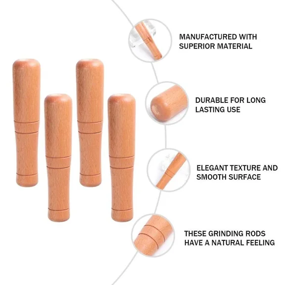 4 Pieces Wooden Pestle Professional Hardwood Grinder Pestle Food Grinder Spice Grinder Tool Kitchen