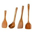 thumbnail image 1 of 4 Pieces Wooden Utensil Set Handmade Wooden Utensil Set for Nonstick Cookware Acacia Wood Cooking Utensil Slotted Serving Spoon Flat Spatulas Set, 1 of 7