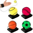 thumbnail image 1 of 4 Pieces Wrist Return Ball, 2 Inch Rubber Rebound Ball Wristband On A String Sports Wrist Ball Includes Basketball, Baseball and Football for Teens Adults Wrist Exercise or Play, 1 of 7