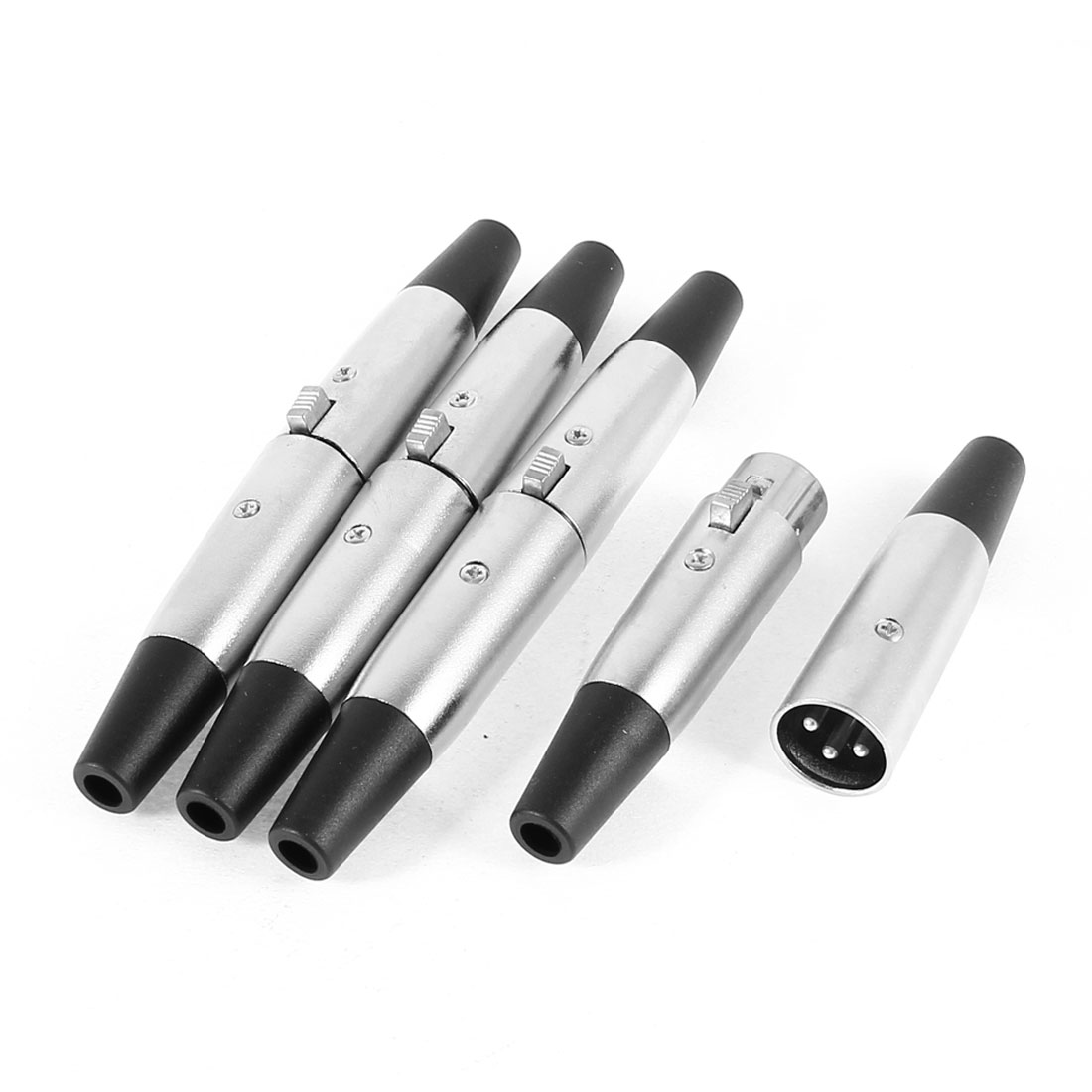 4 Pieces XLR 3Pin Male to Female Microphone Mic Cord Cable Connectors