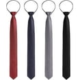 thumbnail image 1 of 4 Pieces Zipper Ties for Men Adjustable Men's Neckties Zip on Tie for Men Zipper Skinny Necktie Clip on Slim Tie, 1 of 7