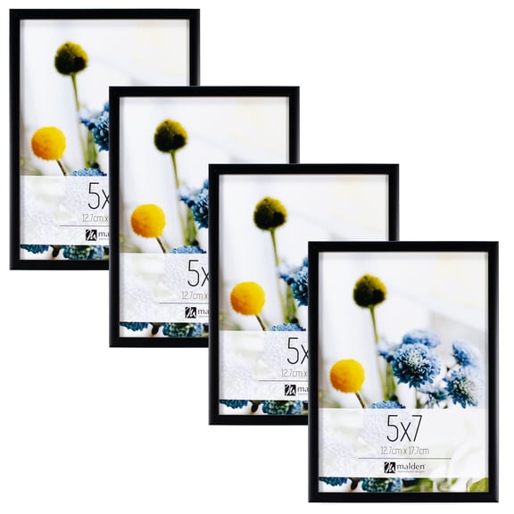 Malden 5x7 Classic Black Tabletop Photo Frame, Four Piece Set