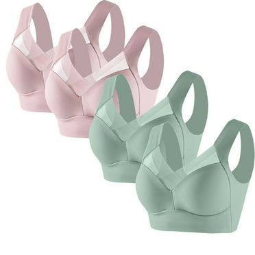 4 Pieces of Womens Seamless Wirefree Bras Comfortable Wireless Bras No Underwire Padded Push Up Soft Back Smoothing Bra