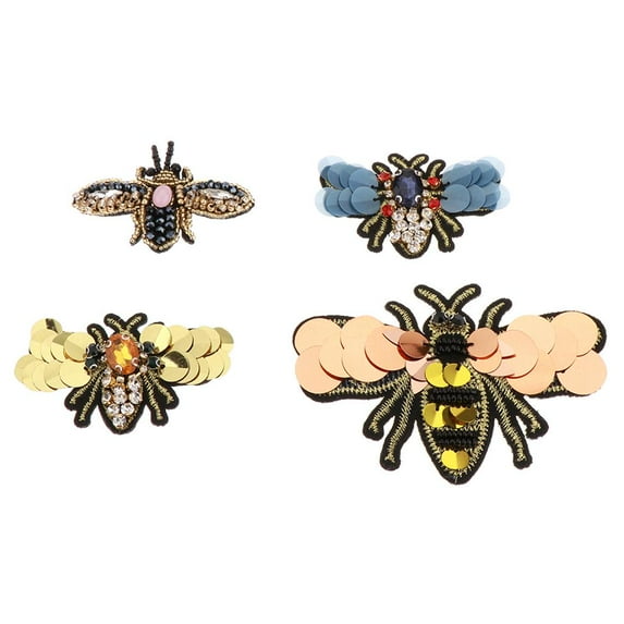 4 Pieces/set Beaded Sequins Rhinestone Patch Embroidery Sewing Applique Clothing Accessory DIY Mixed