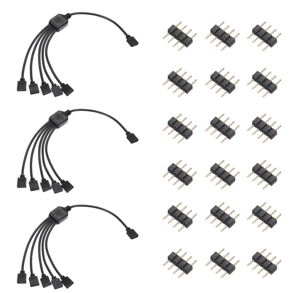 Three Pin Plug Point 4 Pin 1 to 5 LED RGB Splitter Connector Cable 11.8