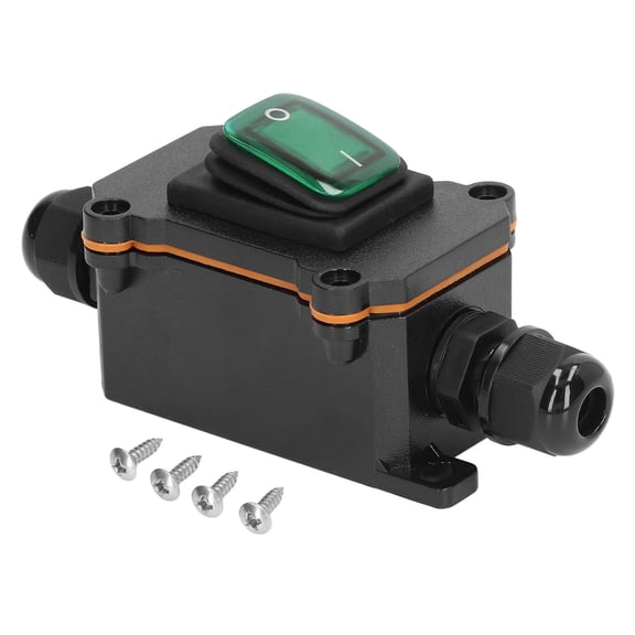 4 Pin 2 Position Inline Cord Switch with Rocker Button IP65 Waterproof On Off Outdoor Toggle Switch Green