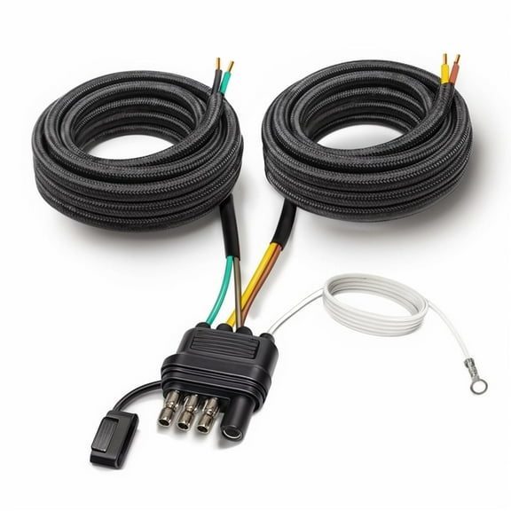 4 Pin 5 Wire Trailer Wiring Harness, 22FT Trailer Wiring Harness Kit, Boat Trailer Wiring Harness, 5 Wire 4 Pin Flat Trailer Connector, for Connection of Tail Lights, Brake Lights and Turn Signals