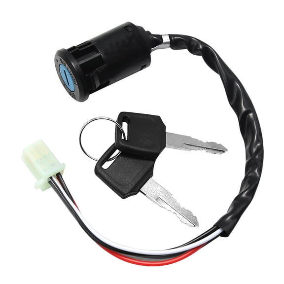 4-Pin ATV Ignition Key Switch with 2 Keys, Universal Replacement for 50cc-250cc Dirt Bike, Quad, Scooter, Motorcycle (ON/OFF, 4 Wires, Plug & Play)