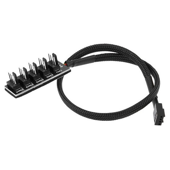 4 Pin CPU Fan Splitter Extension Cable 1 to 5 PC Computer Fan Power Connector Adapter Cord Black