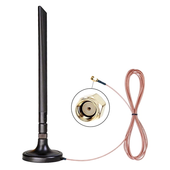 INSEETECH 5dBi Magnetic Truck WiFi Antenna, 2.4GHz Foldable RP-SMA External Antenna with 10ft Cable, Heavy Duty Drill-Free for RV, Dash Cam, Backup Camera