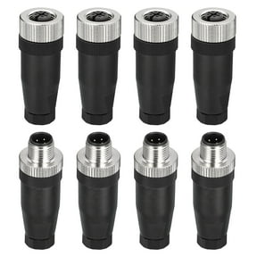 4 Pin M12 Male & Female Aviation Wire Connector, 4 Set Waterproof IP67 Circular Connector for Instruments Computer