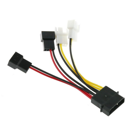 4-Pin Molex to 3-Pin / 4 Pin Fan Power Cable Adapter Connector 2x12V / 2x5V Computer Cooling Fan Splitter Y Power Cables for CPU PC Case Fan