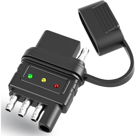 4 Pin Trailer Light Tester 4 Pin Male and Female Trailer Tester with Bright Indicators, Double End Design 4 Way Flat Trailer Wiring Tester for Turn Signal Tail Lights Trouble Shooter