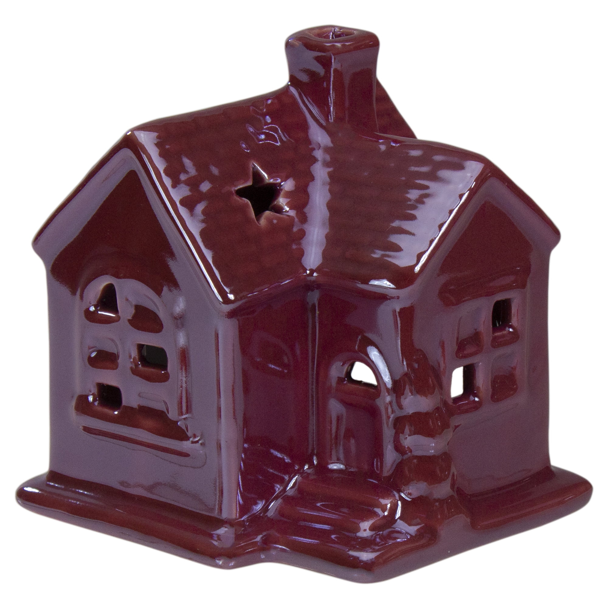 Northlight Ceramic House with Star Cutouts Christmas Decoration - 4"