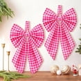 thumbnail image 1 of Under 4$! Pink Gingham Christmas Tree Topper Bow, 9.8 x 7.1 Inch Large Plaid Christmas Bow with Hanging Loop, Wreath Bow for Tree Door and Holiday Party Decor, 1 of 4