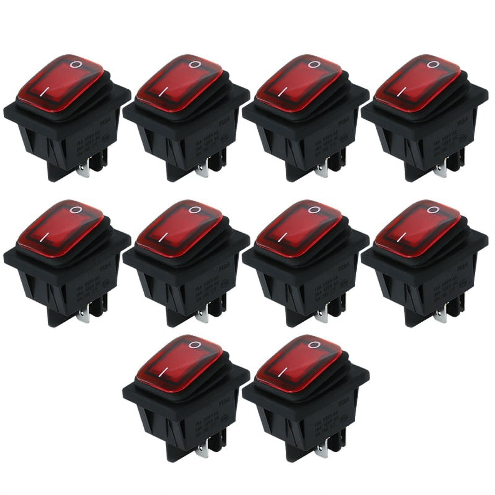 4 Pins Waterproof Rocker Switch 250V 16A Car Boat Button with LED Light ...