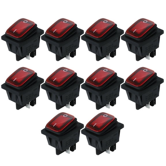 4 Pins Waterproof Rocker Switch 250V 16A Car Boat Button with LED Light Red Light
