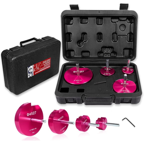 4- Pipe Reamer Tool Kit for PVC, CPVC, and ABS Fittings, Includes 1.5", 2", 3", 4" Reamers, Compatible with Standard 1/2" Drills, 3/8" Hex Shaft, for Exhaust, Drain, Water Pipes Cleaning