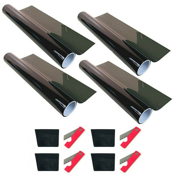 4 Pk 15% Dark Black Window Tint Film Privacy Shade 10ft Car Office Reduce Heat