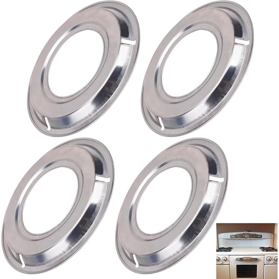 4-Pk 5303131115, 540T014P01, RGP 300 Round Ran Gas Stove Drip Pans Replacement Part - Diameter 8.27, Center hole 4.0Compatible With Tappan Ran Stove Gas