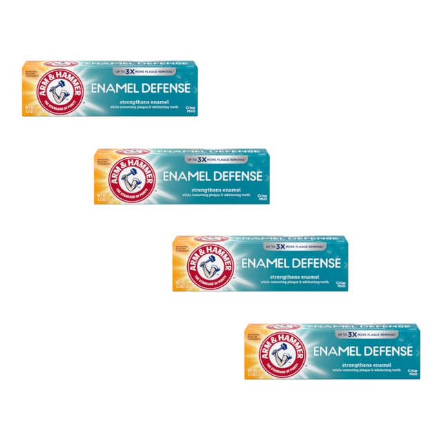 4 Pk ARM & HAMMER Enamel Defense Toothpaste 4.3oz Tube, Crisp Mint