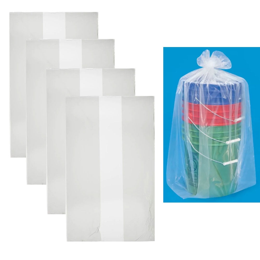 4 Pk Extra Large Poly Bags Clear 20"x18"x 36" 3 Mil Clear Gusseted