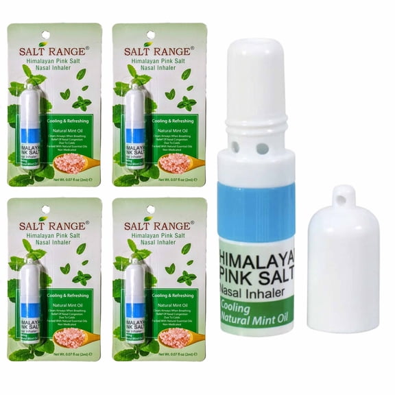 4 Pk Himalayan Pink Salt Nasal Inhaler Nose Cooling Natural Mint Essential Oils