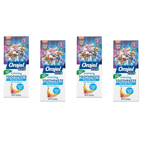4 Pack - Orajel Toddler Training Toothpaste Paw Patrol Tooty Fruity Flavor 1.50 oz Ea