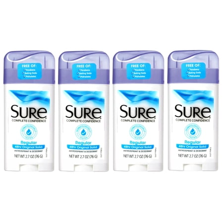 4 Pack - Sure Original Solid Antiperspirant & Deodorant, 48HR Protection, Regular Scent, 2.7 OZ