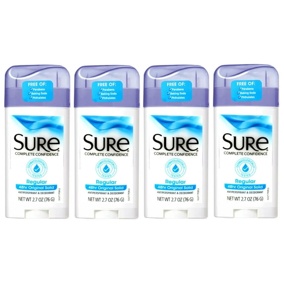 4 Pack - Sure Original Solid Antiperspirant & Deodorant, 48HR Protection, Regular Scent, 2.7 OZ