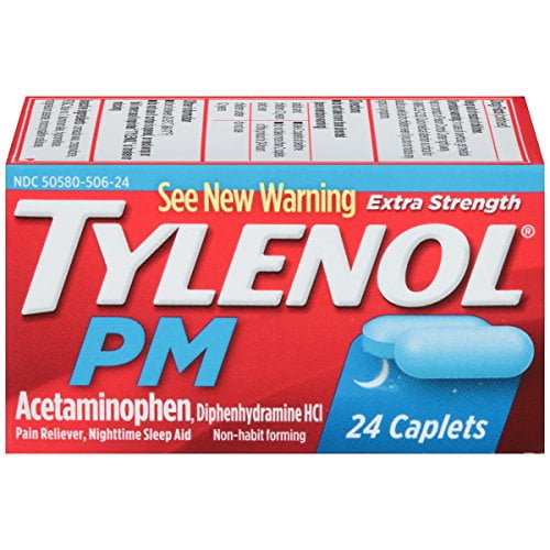 4 Pk Tylenol PM X-Strength Pain Relief/Nighttime Sleep Aid 24 Tablets (96 Total)
