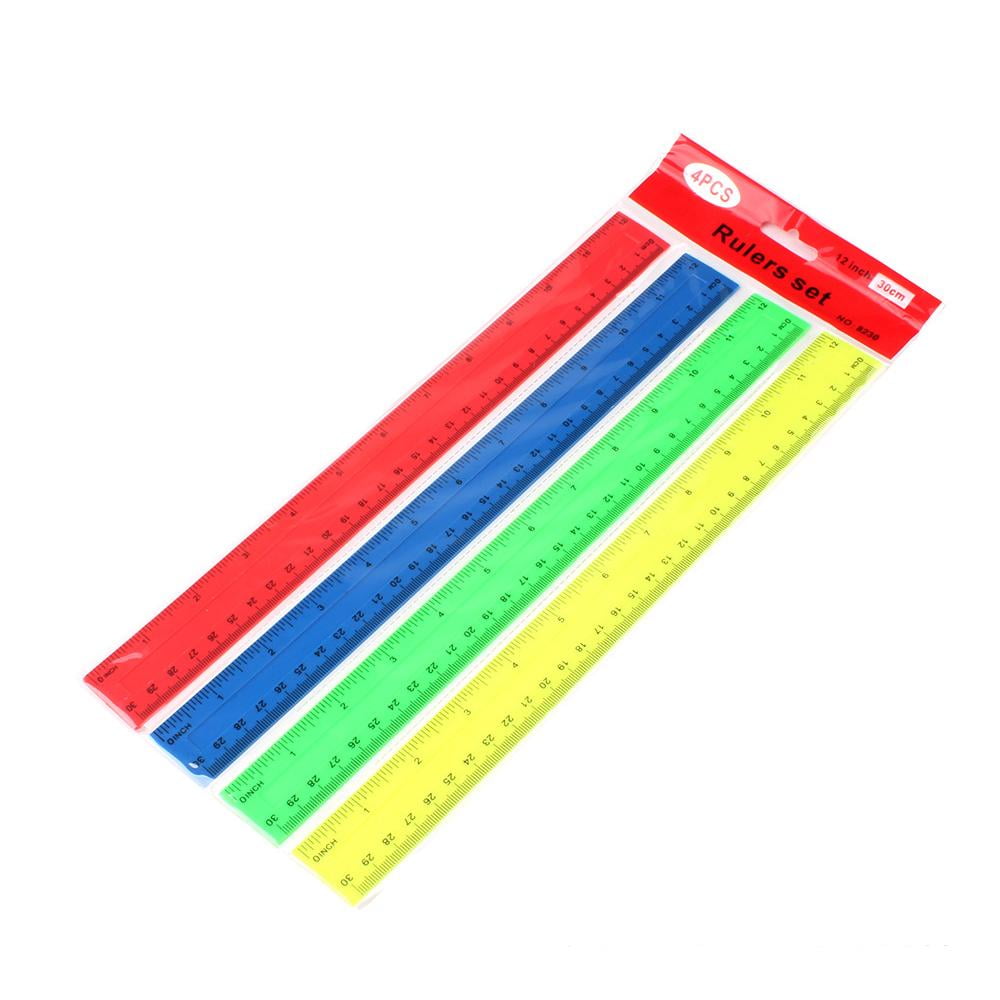 4 Plastic Straight Rulers Plastic Rule Measuring Tool for Student ...