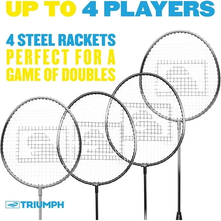 4-Player Badminton Set with Steel Rackets, Shuttlecocks & Carry - Ideal for Backyard Games