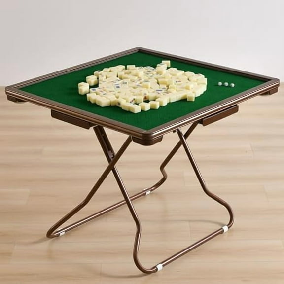 4 Player Card Mahjong Table, Portable Folding Table,with 4 Cup Holders & 4 Chip Grooves Foldable Game Puzzle Table Both Indoor & Outdoor Use,for Table Games$$Furniture