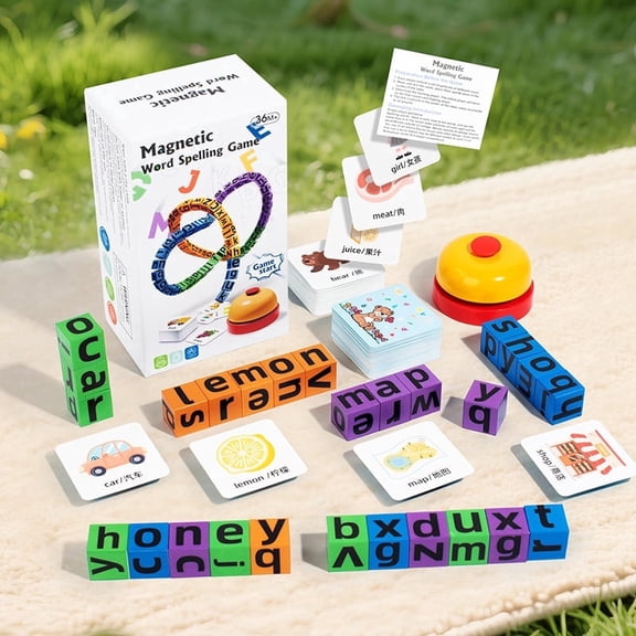 4 Players Children Magnetic Spelling Word Cube Kids Game Learning Education English Writing Teaching Aids Alphabet Wooden Toys Competitive Game