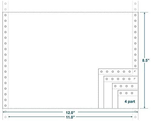 4-Ply Carbonless Paper, Blank, Form Size 12" x 8-1/2" W x H Carton of 900