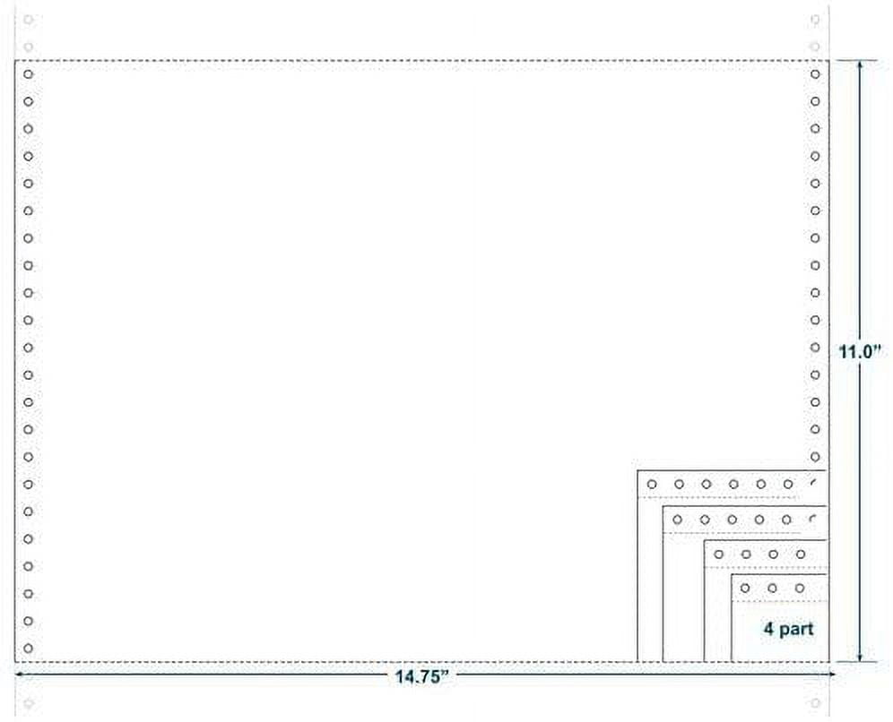 4-Ply Carbonless Paper, Blank, Form Size 14-7/8" x 11" W x H Carton of 900