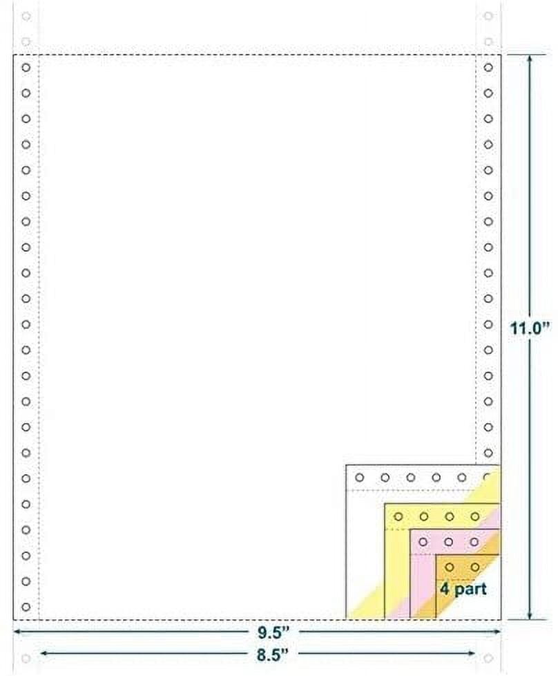 4-Ply Carbonless Paper, White/Canary/Pink/Gold, Form Size 9-1/2" x 11" W x H Carton of 900