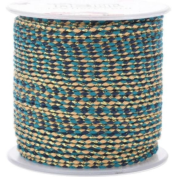 4-Ply Polycotton Cord Handmade Macrame Cotton Rope with Gold Wire for String Wall Hangings Plant Hanger DIY Craft String Knitting Blue 1.5mm about 21.8 yards(20m)/roll