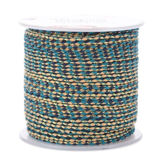 4-Ply Polycotton Cord Handmade Macrame Cotton Rope with golden Wire for String Wall Hangings Plant Hanger DIY Craft String Knitting Blue 1.5mm about 21.8 yards(20m)/roll