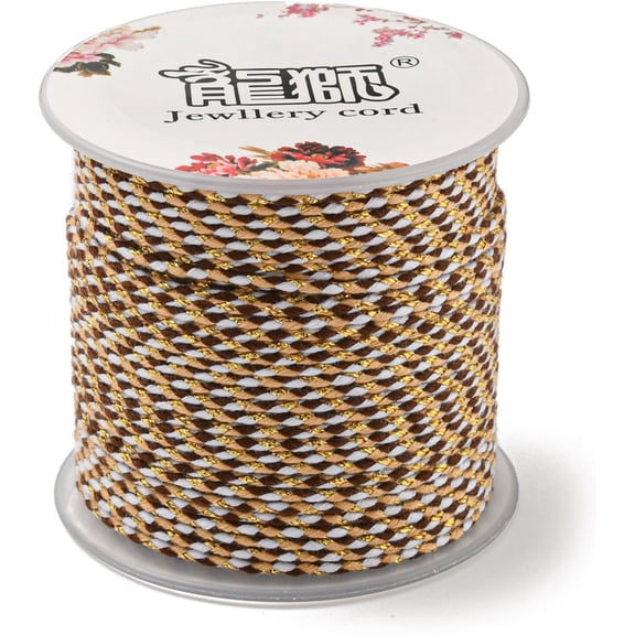 4-Ply Polycotton Cord Handmade Macrame Cotton Rope with golden Wire for String Wall Hangings Plant Hanger DIY Craft String Knitting Coconut Brown 1.5mm 21.8 yards(20m)/roll