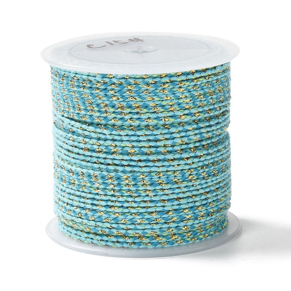 4-Ply Polycotton Cord Handmade Macrame Cotton Rope with golden Wire for String Wall Hangings Plant Hanger DIY Craft String Knitting Pale Turquoise 1.5mm about 21.8 yards(20m)/roll