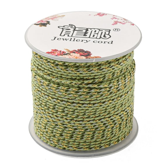 4-Ply Polycotton Cord Handmade Macrame Cotton Rope with golden Wire for String Wall Hangings Plant Hanger DIY Craft String Knitting Yellow Green 1.5mm about 21.8 yards(20m)/roll