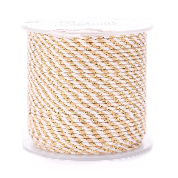 4-Ply Polycotton Cord Handmade Macrame Cotton Rope with Gold Wire for String Wall Hangings Plant Hanger DIY Craft String Knitting Beige