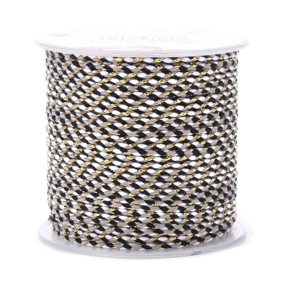 4-Ply Polycotton Cord Handmade Macrame Cotton Rope with golden Wire for String Wall Hangings Plant Hanger DIY Craft String Knitting Black 1.5mm