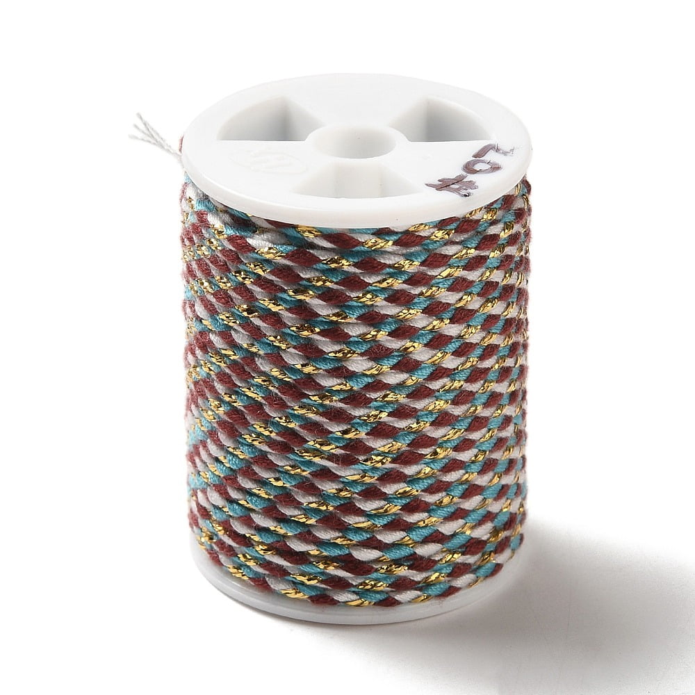 4-Ply Polycotton Cord with Metallic Thread Handmade Macrame Cotton Rope for String Wall Hangings Plant Hanger Brown 1.5mm 4.3 yards(4m)/roll