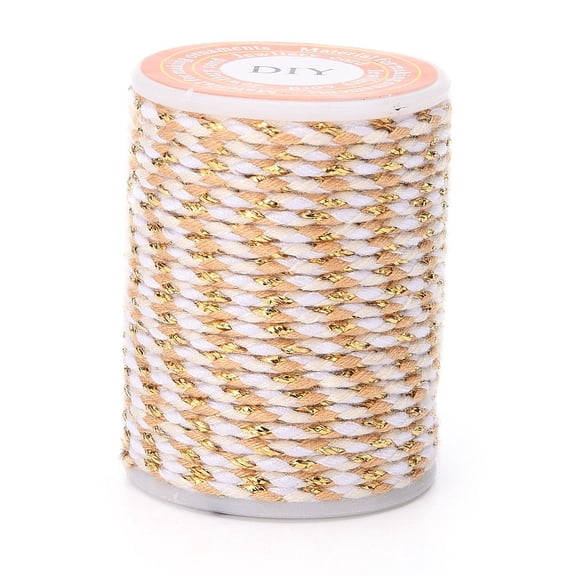 4-Ply Polycotton Cord with Metallic Thread Handmade Macrame Cotton Rope for String Wall Hangings Plant Hanger White 1.5mm