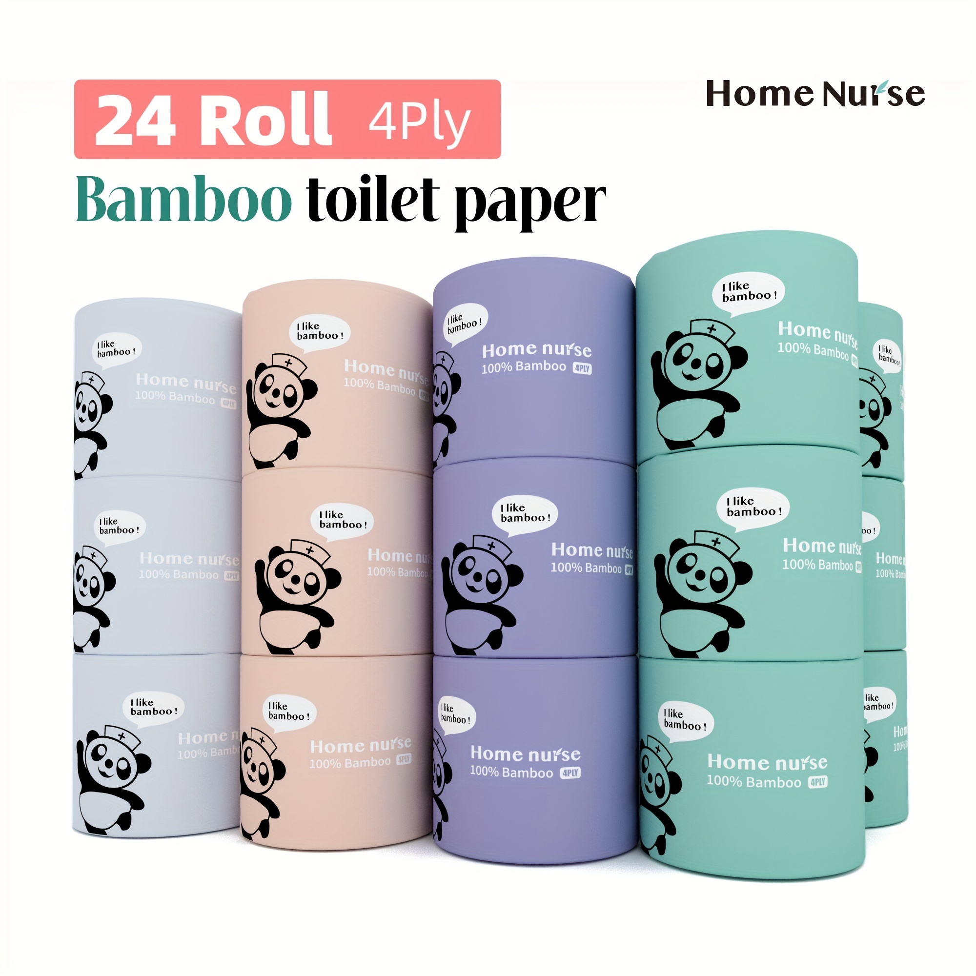 Eco-Friendly 4-Ply Bamboo Toilet Paper Bulk 24 Rolls, Soft, Unbleached ...