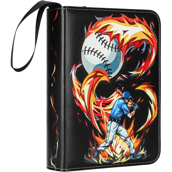 4 Pocket Baseball Card Binder, Trading Card Binder Holder Fits 400 Cards with 50 Sleeves, Sports Card Collection Binder Album Book Case Storage for Boys Girls Toys Gift