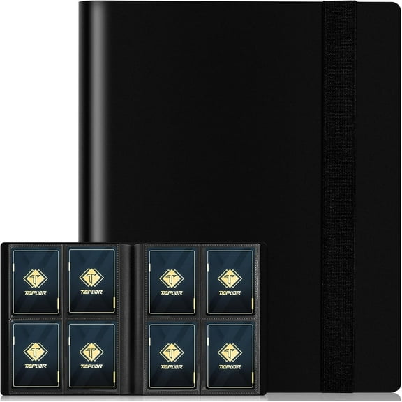 4 Pocket Card Binder for 160 Sleeves, Card Folder Ablum for Trading Cards Collection for Sports Cards, Baseball Cards, Game Cards, Mini TCG Binder Fit for MTG, Gift for Card Collector (Black)